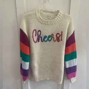 Monki Women's Cream Sweater with Colorful Sleeves